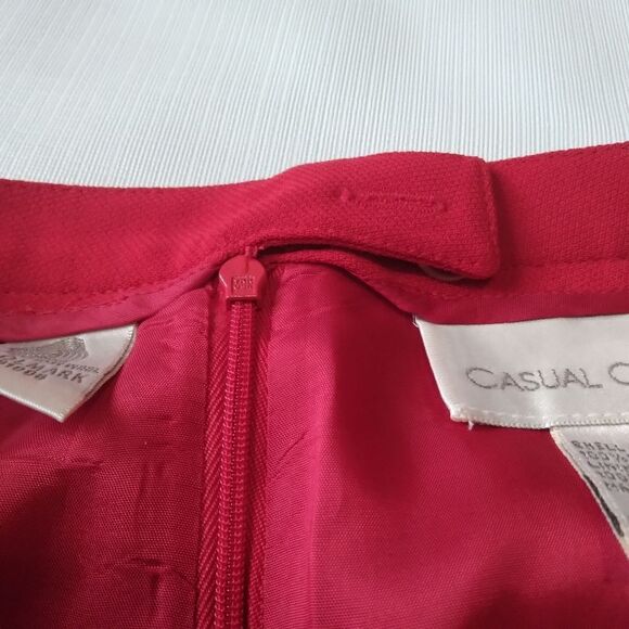 Vintage Casual Corner Bright Red Classic Above Knee Length Pure Wool Mark Skirt - Picture 14 of 15